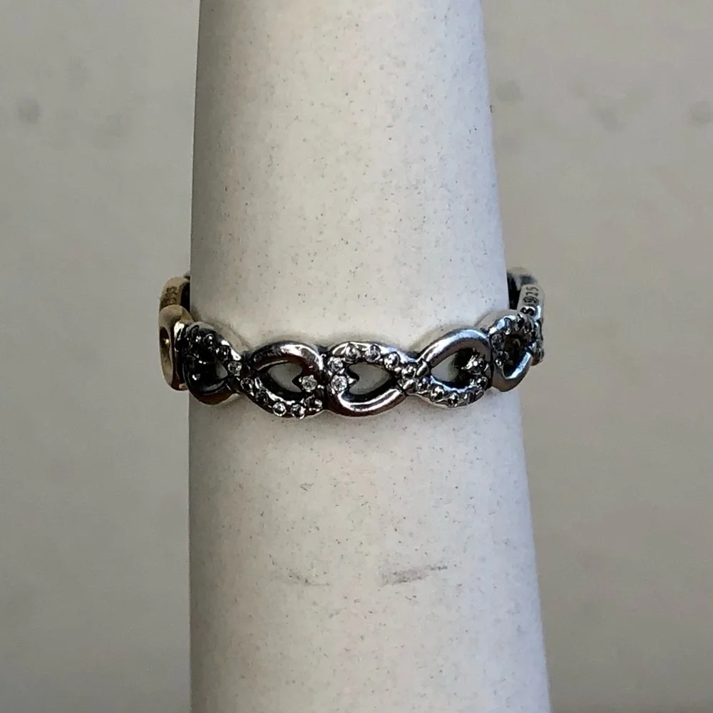 S⭕️LD‼️Pandora Infinite Love Ring Two Tone Size 7/54 - Picture 5 of 10